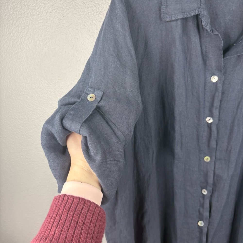 Talia Benson Linen Button-front Shirtdress Lagenlook - Picture 3 of 10